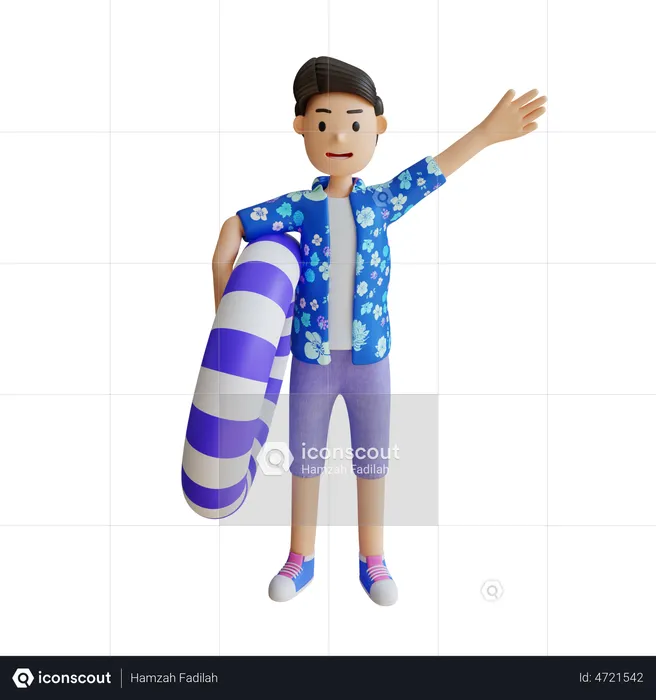 Man holding floating ring  3D Illustration