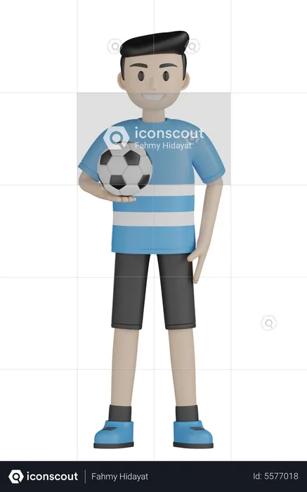 Man Holding Football  3D Illustration