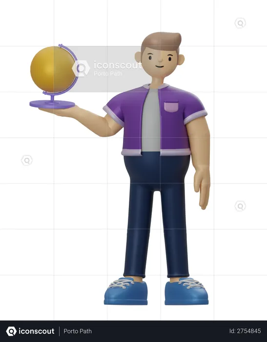 Man holding globe  3D Illustration
