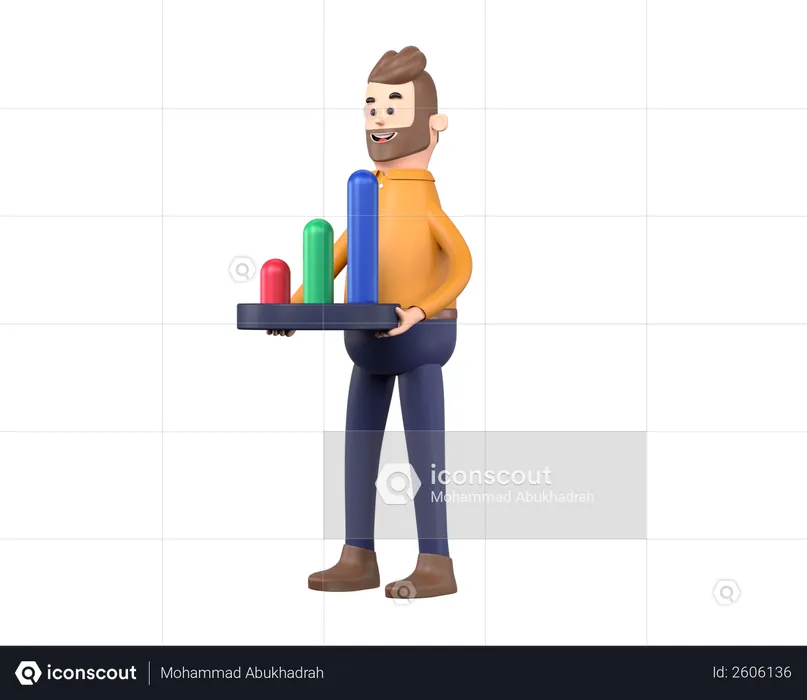 Man holding graph  3D Illustration