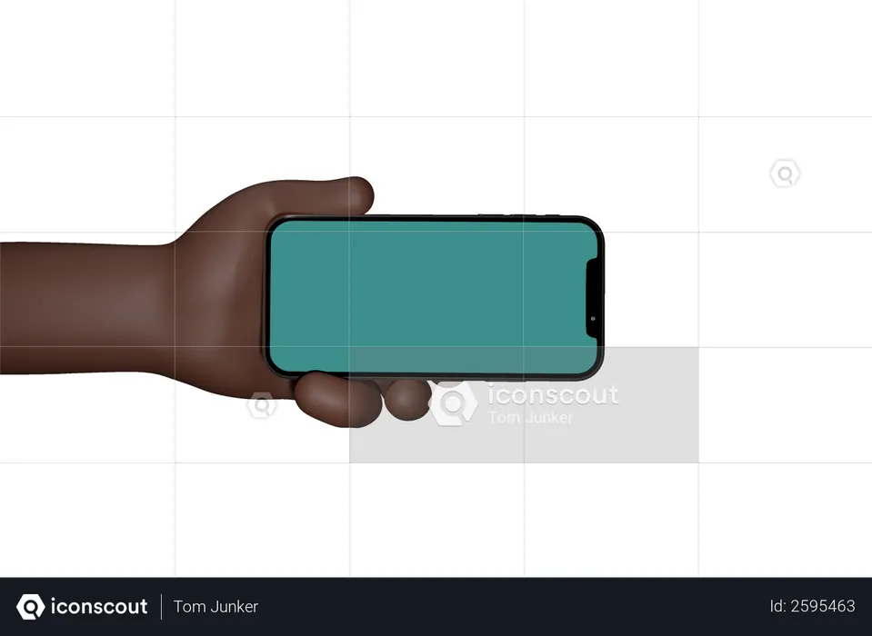 Man Holding hand showing black mobile phone with blank screen  3D Illustration