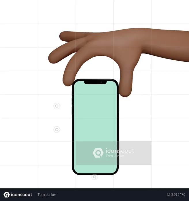 Man Holding hand showing black mobile phone with blank screen  3D Illustration