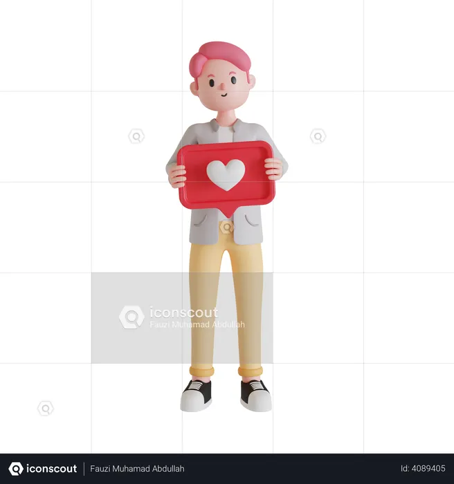 Man holding heart sign  3D Illustration