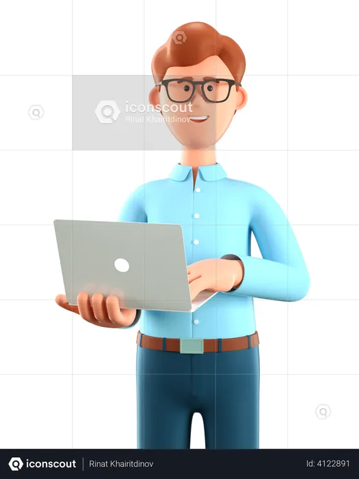 Man holding laptop  3D Illustration