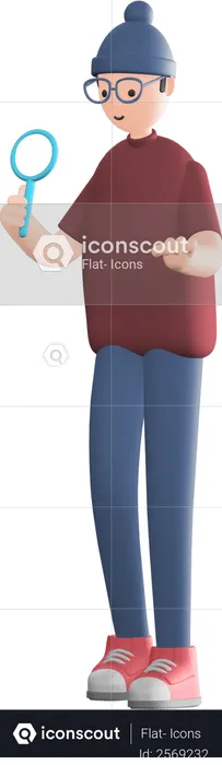 Man holding magnifying glass  3D Illustration