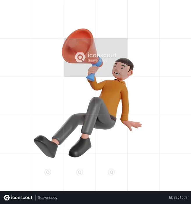 Man Holding Megaphone  3D Illustration