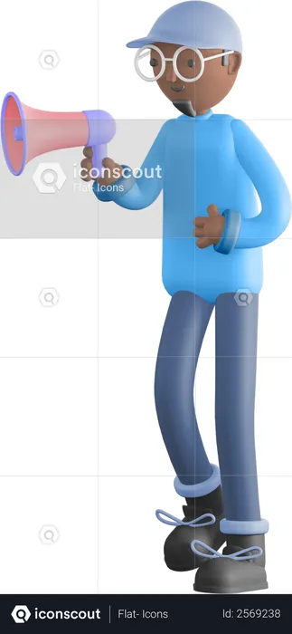 Man holding megaphone  3D Illustration