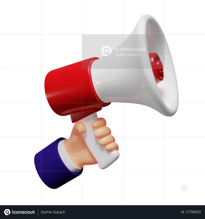 Man Holding Megaphone  3D Illustration