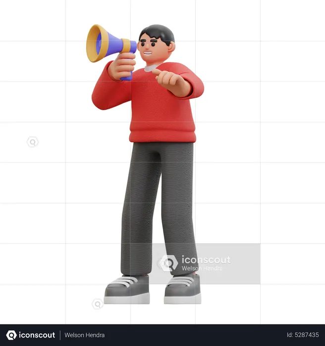 Man holding megaphone  3D Icon