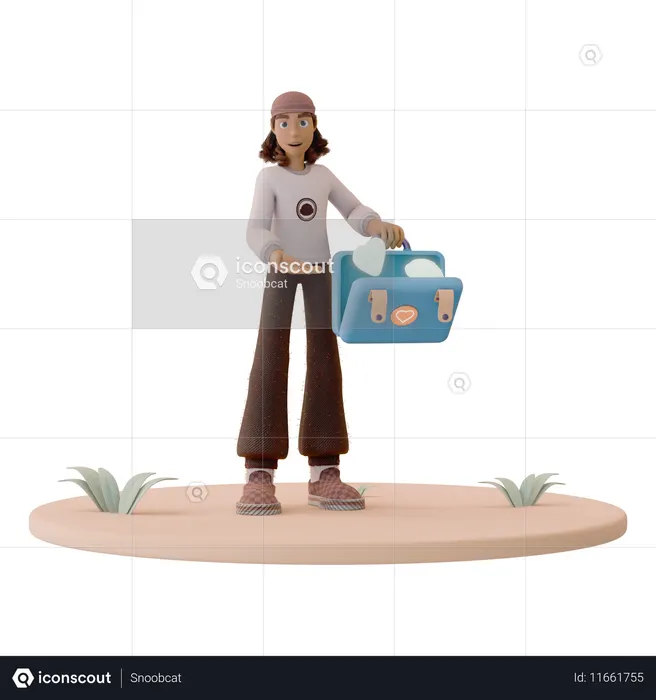 Man Holding Mental Health First Aid Kit  3D Icon