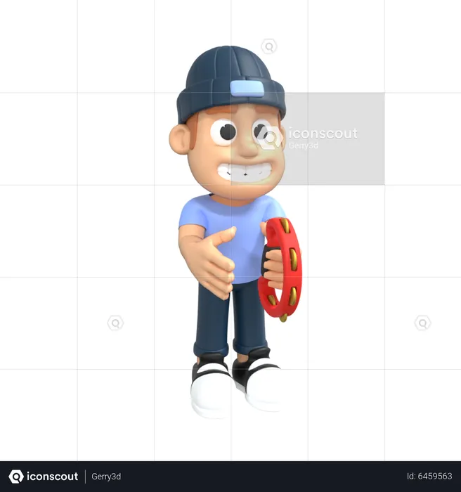 Man holding musical instrument  3D Illustration