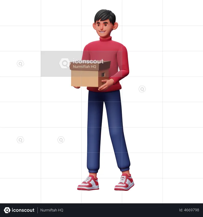 Man Holding Package  3D Illustration