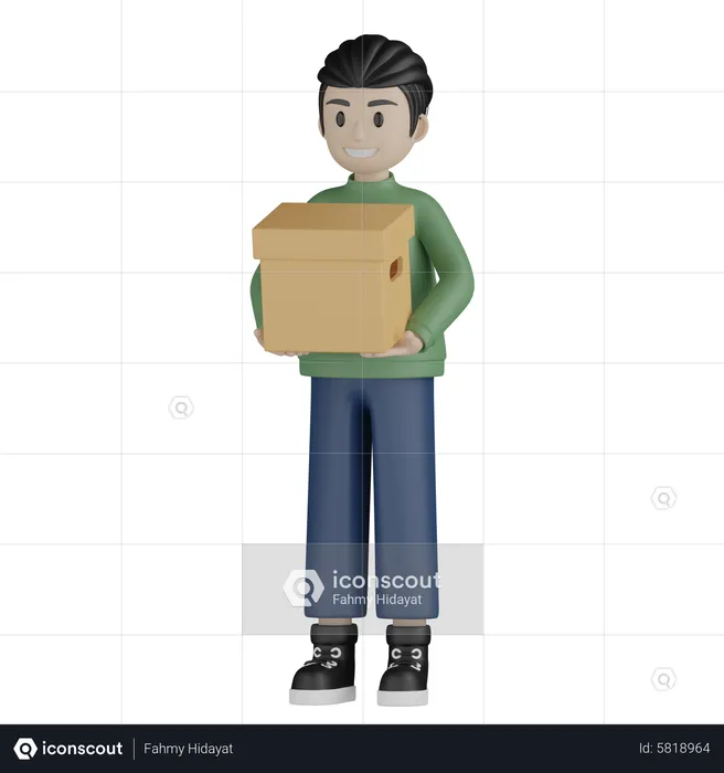 Man holding parcel in hand  3D Illustration