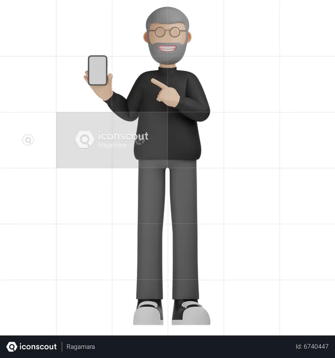 Man Holding Phone  3D Illustration