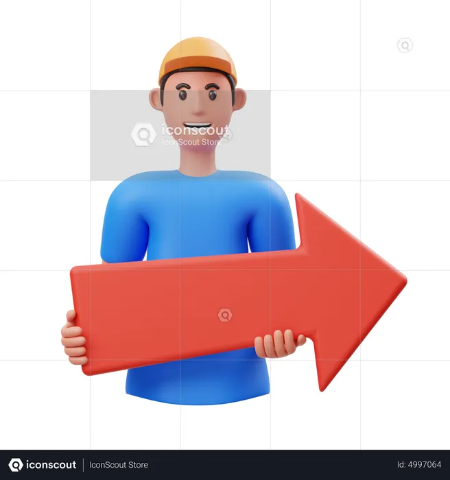 Man holding right arrow  3D Illustration