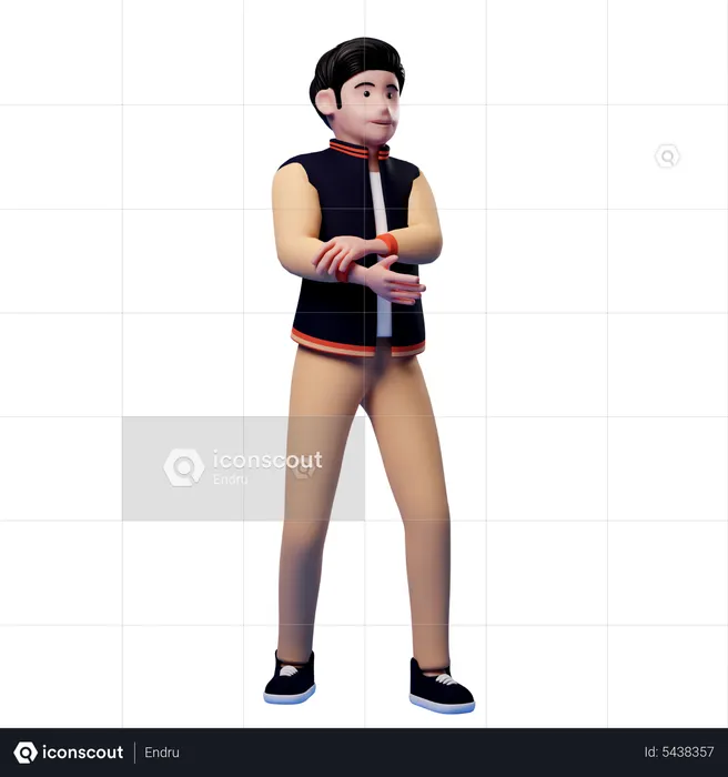 Man holding right hand with left hand  3D Illustration