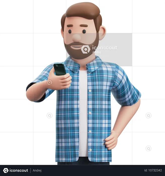 Man Holding Smartphone  3D Illustration