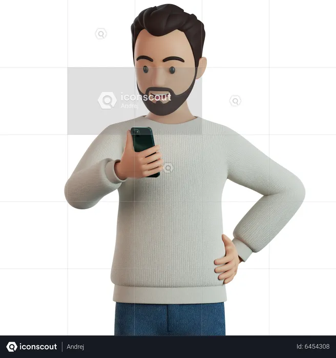 Man Holding Smartphone  3D Illustration