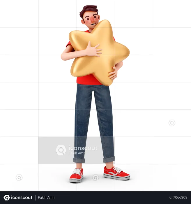 Man holding star  3D Illustration