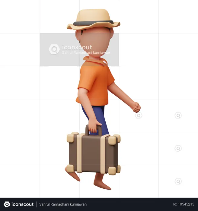 Man holding suitcase  3D Illustration