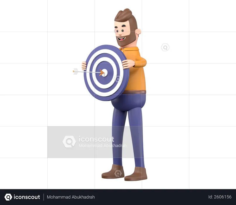Man holding target board  3D Illustration