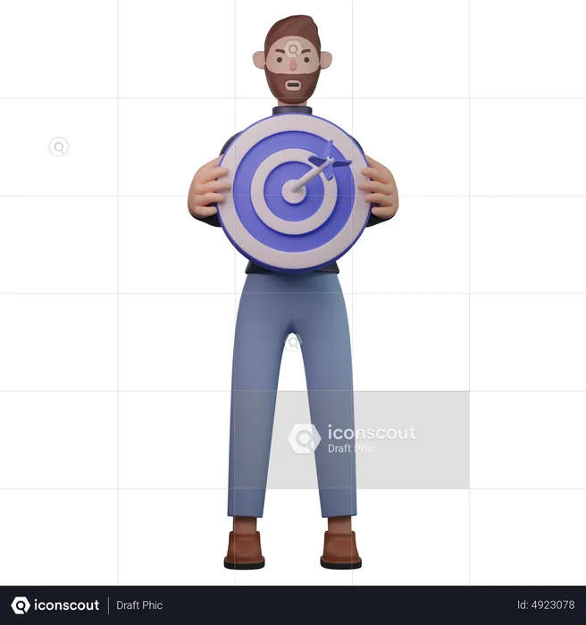 Man holding target board  3D Illustration