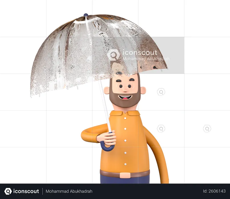 Man holding umbrella  3D Illustration