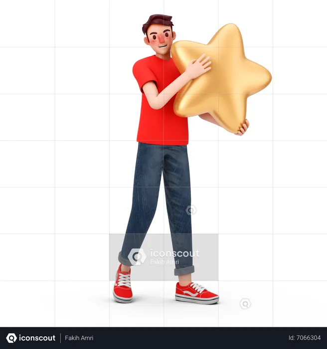 Man holds star  3D Illustration
