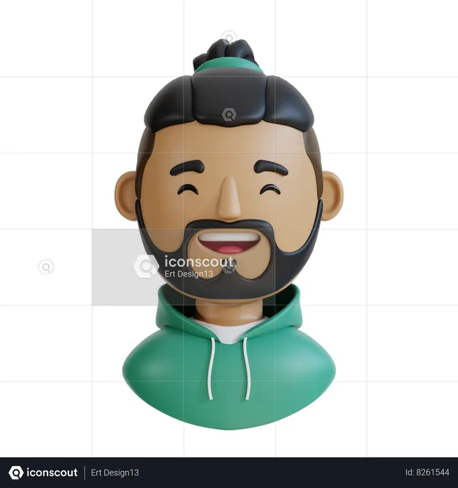 Man Hoodie With Happy Face  3D Icon