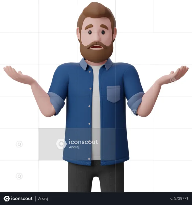 Man In A Confused Pose  3D Illustration