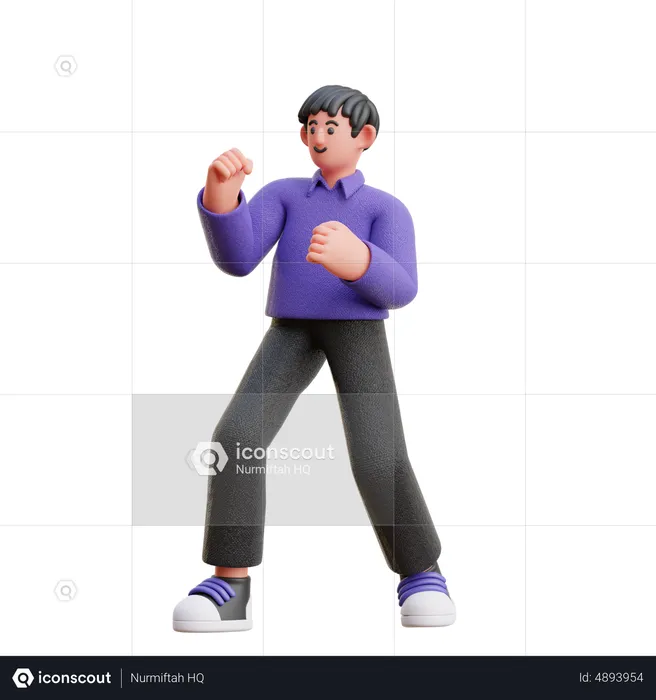 Man in Boxing Pose  3D Illustration