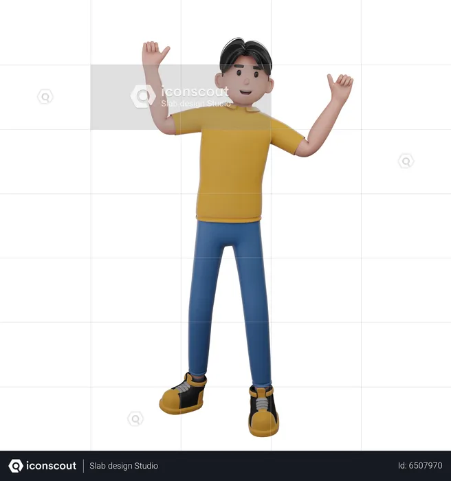 Man In Celebrating Pose  3D Illustration