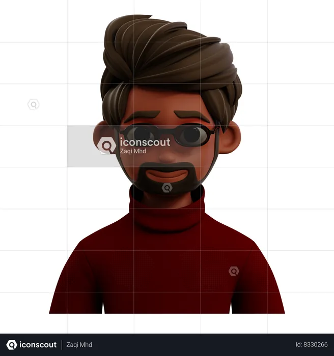Man In Glasses Avatar  3D Icon