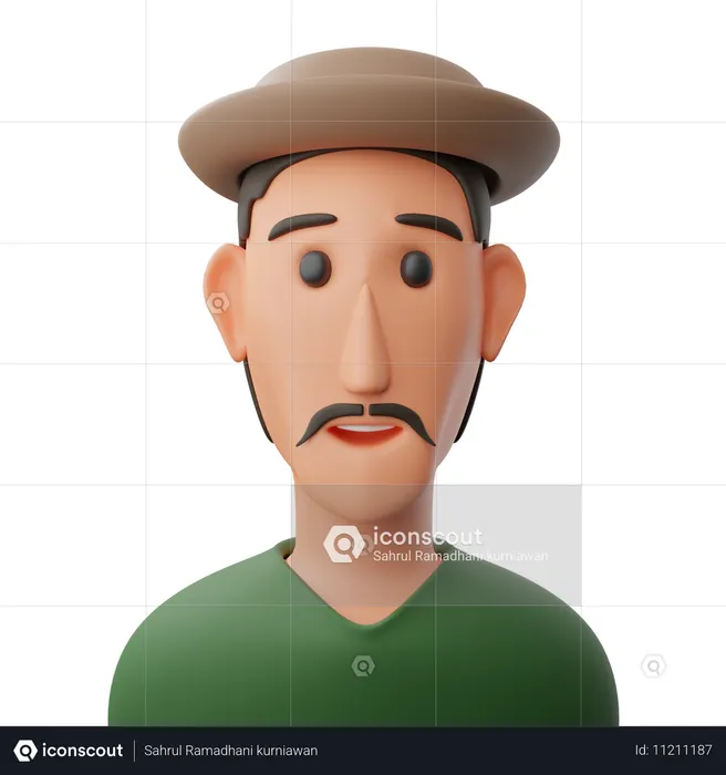 Man in hat avatar  3D Icon