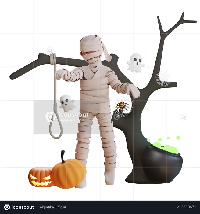 Man in mummy costume  3D Illustration