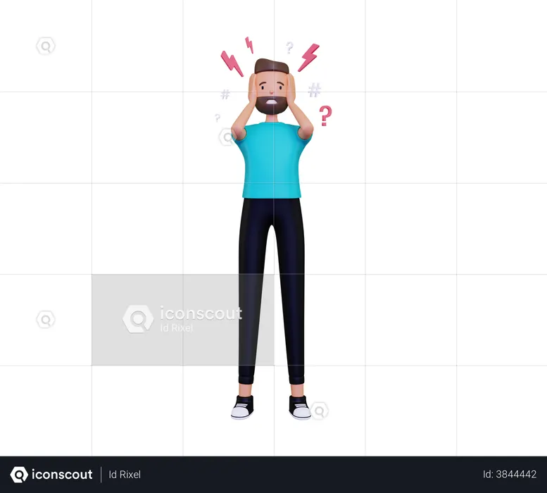 Man in stressed  3D Illustration