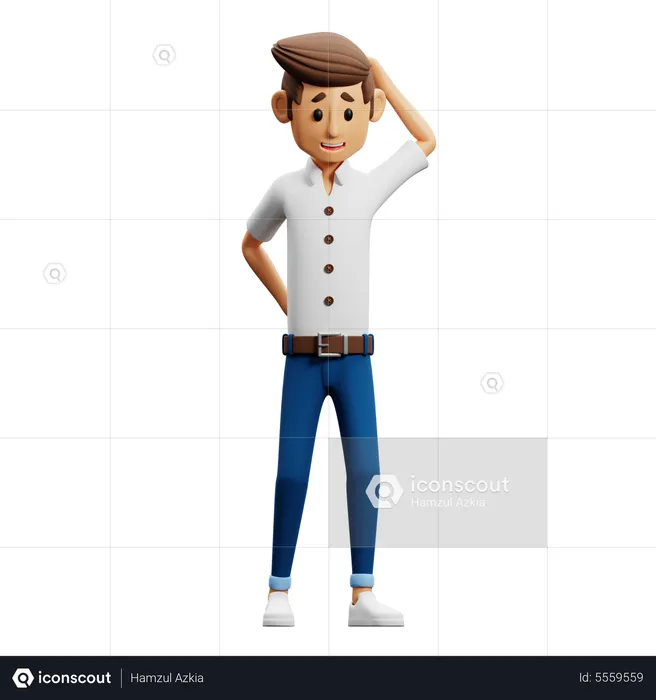 Man In Worry Pose  3D Illustration