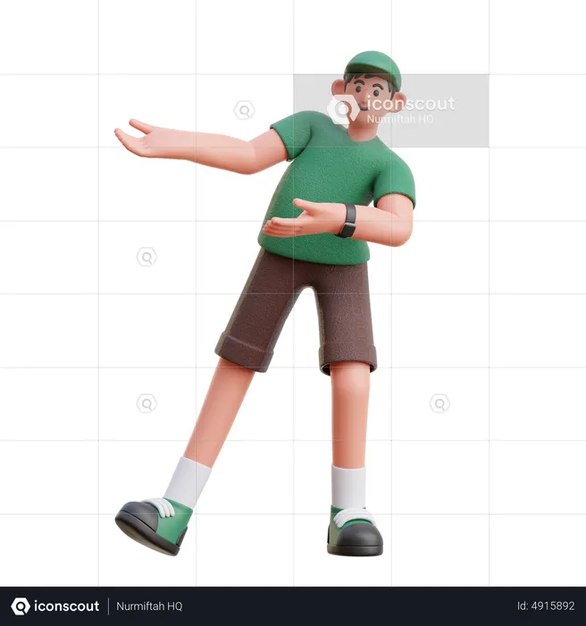 Man indicating both hands in right side  3D Illustration