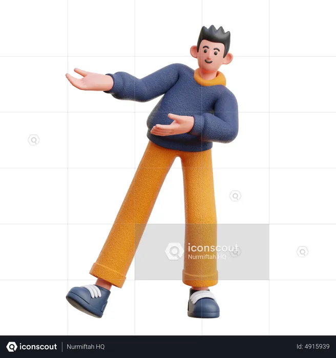 Man indicating both hands in right side  3D Illustration