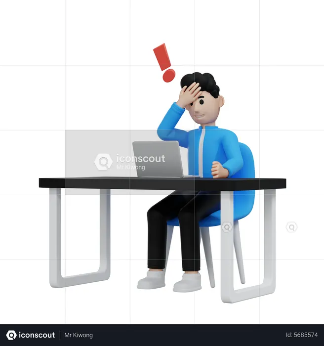 Man Is Confused for his work  3D Illustration