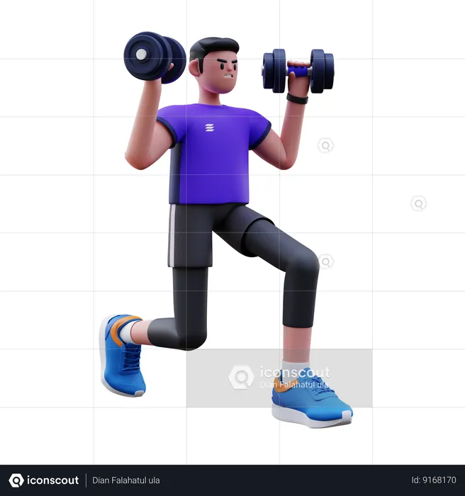 Man Is Doing Barbell Exercise  3D Illustration