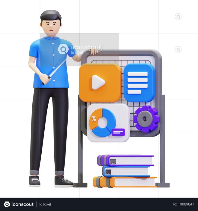 남자가 온라인 수업을 하고 있다  3D Icon