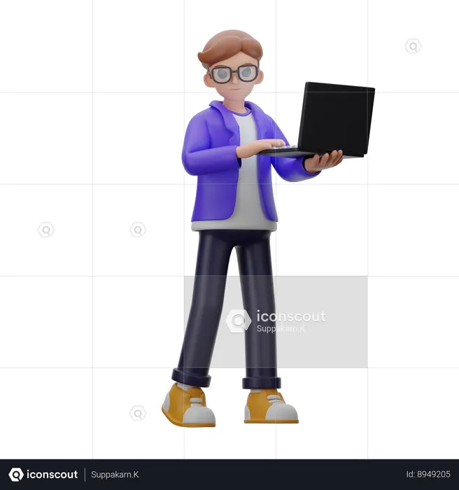 Man Is Doing Work From Home  3D Illustration