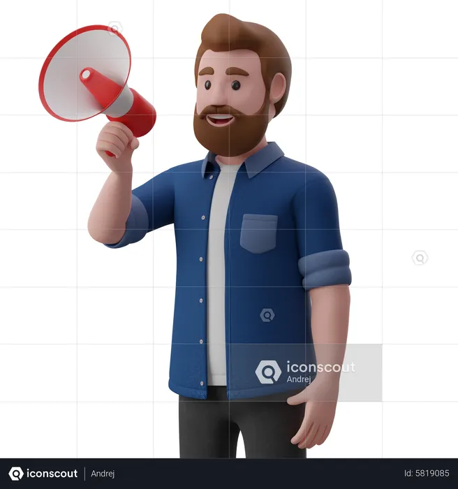 Man is holding a megaphone  3D Illustration