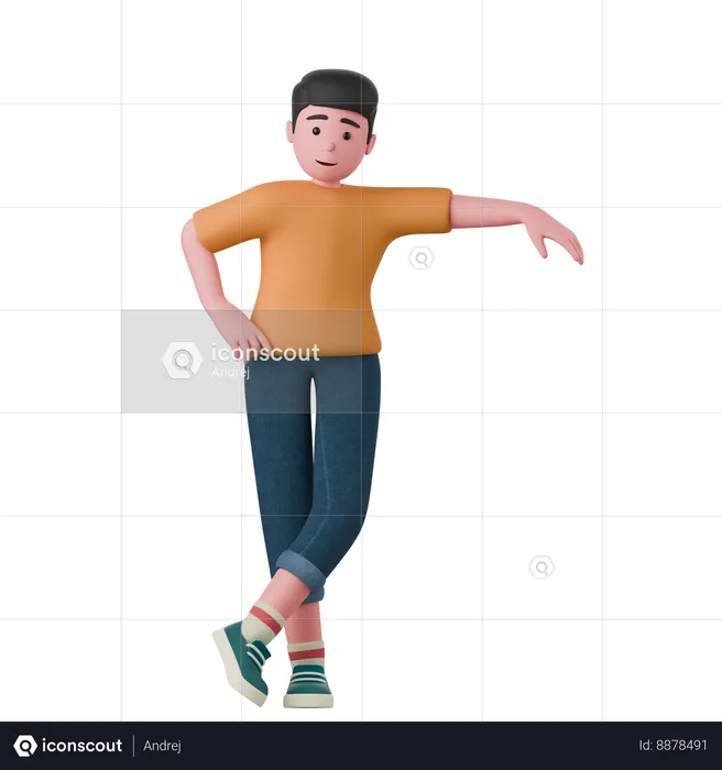 Man Is Leaning On Something  3D Illustration