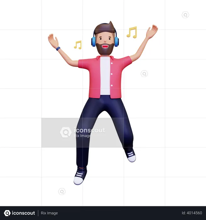 Man is listening to music  3D Illustration