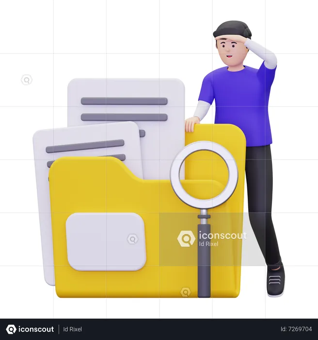 Man is looking for documents  3D Illustration