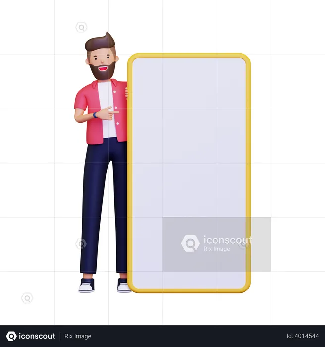 Man is pointing something at the board  3D Illustration