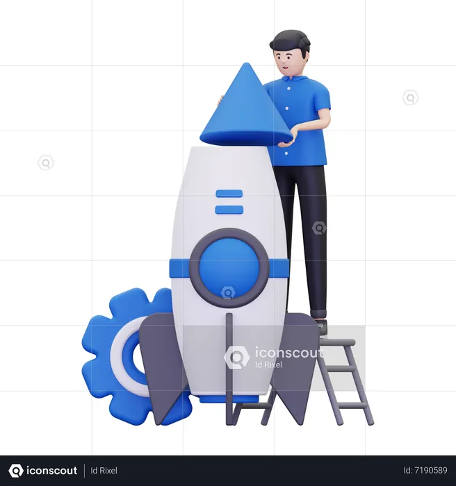 Man is preparing for business launch  3D Illustration