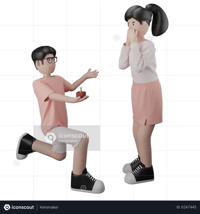 Man Is Proposing to His Girlfriend  3D Illustration